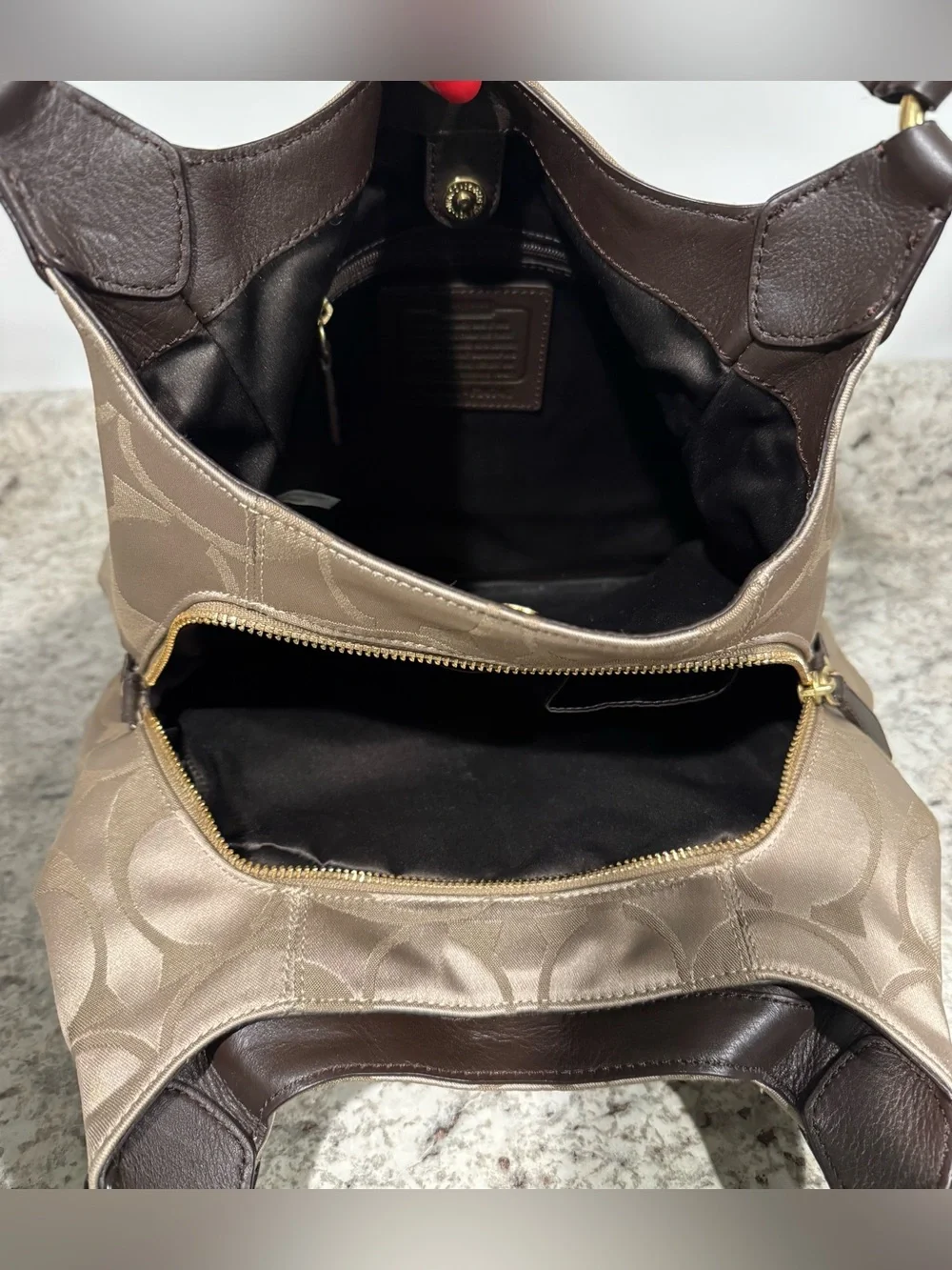 Coach Campbell Signature Hobo large shoulder bag Tan Logo Monogram